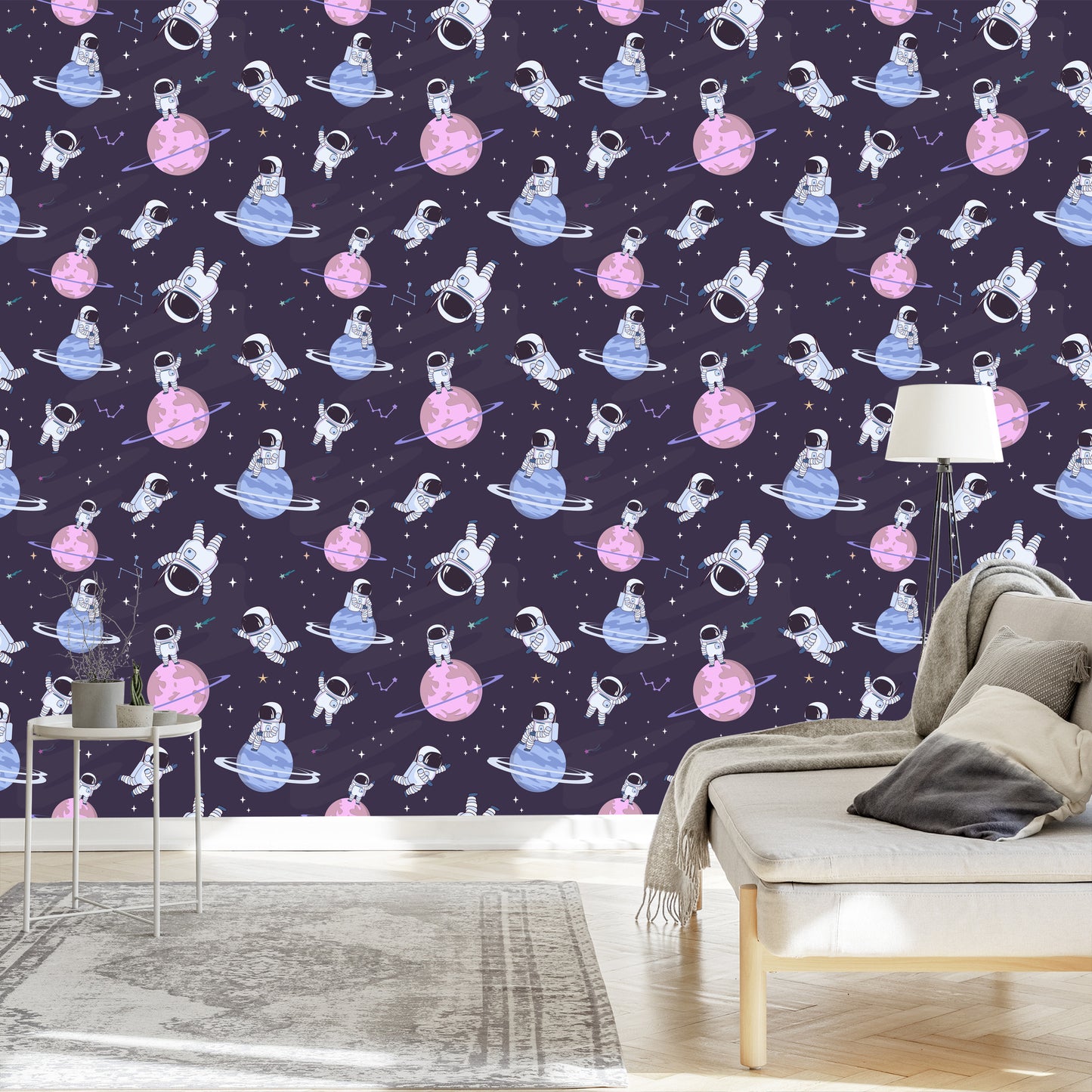 Wallpaper For Children - Cosmonauts Among Stars And Planets