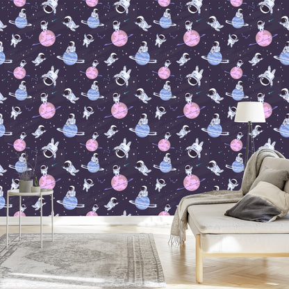 Wallpaper For Children - Cosmonauts Among Stars And Planets