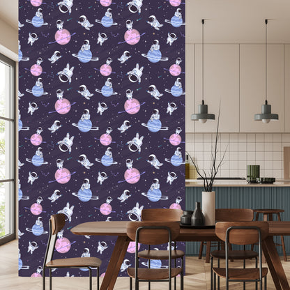 Wallpaper For Children - Cosmonauts Among Stars And Planets