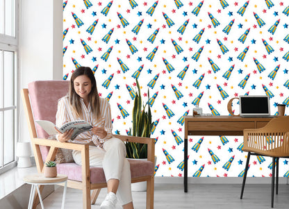 Wallpaper Stars Spacecraft For Baby Room