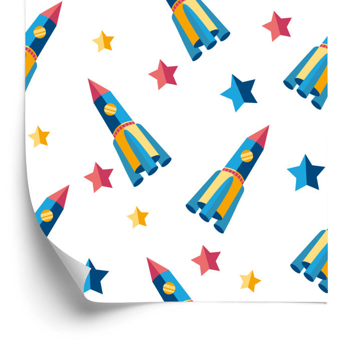 Wallpaper Stars Spacecraft For Baby Room