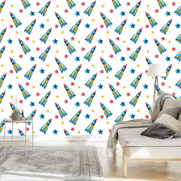 Wallpaper Stars Spacecraft For Baby Room