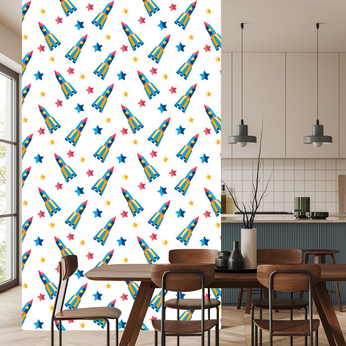 Wallpaper Stars Spacecraft For Baby Room