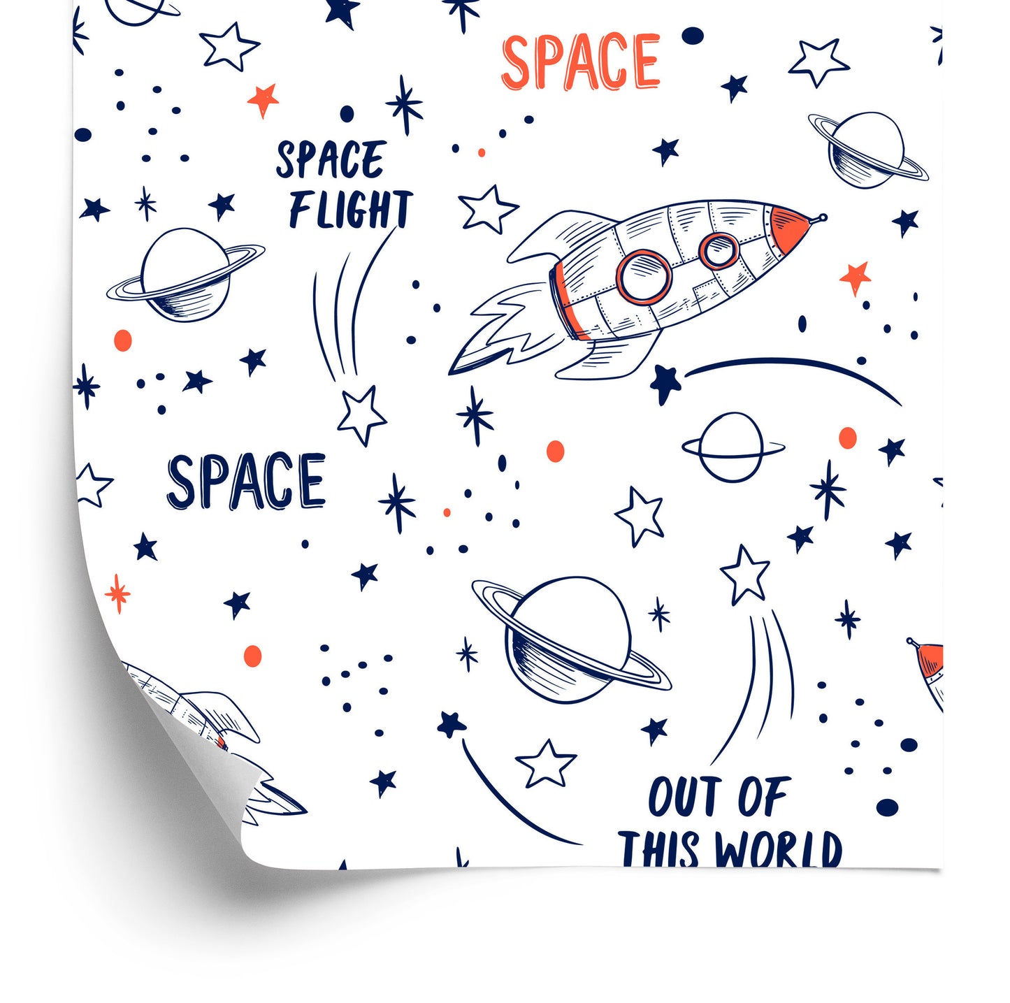 Wallpaper Space Rocket Stars For Children's Room
