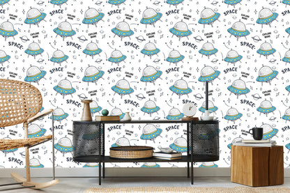 Wallpaper Planet Star Rockets For Children's Room