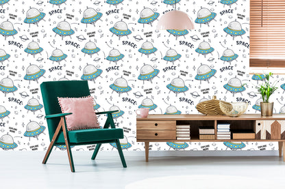 Wallpaper Planet Star Rockets For Children's Room