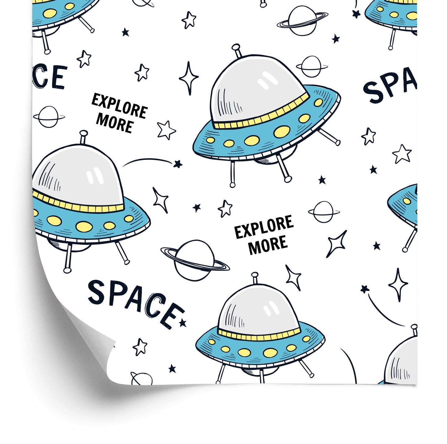 Wallpaper Planet Star Rockets For Children's Room