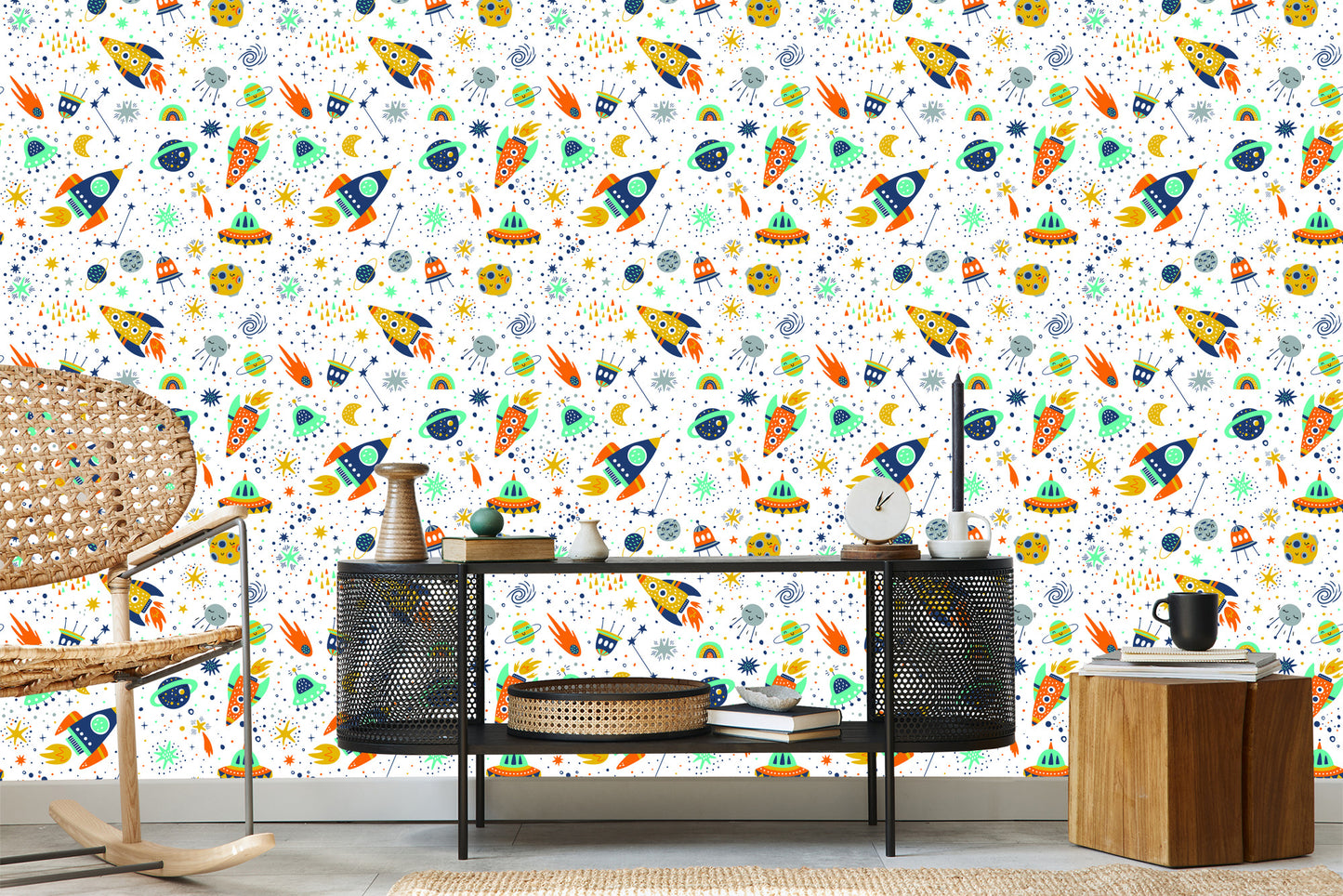 Wallpaper Children's Planet Space Ships