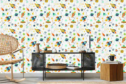 Wallpaper Children's Planet Space Ships