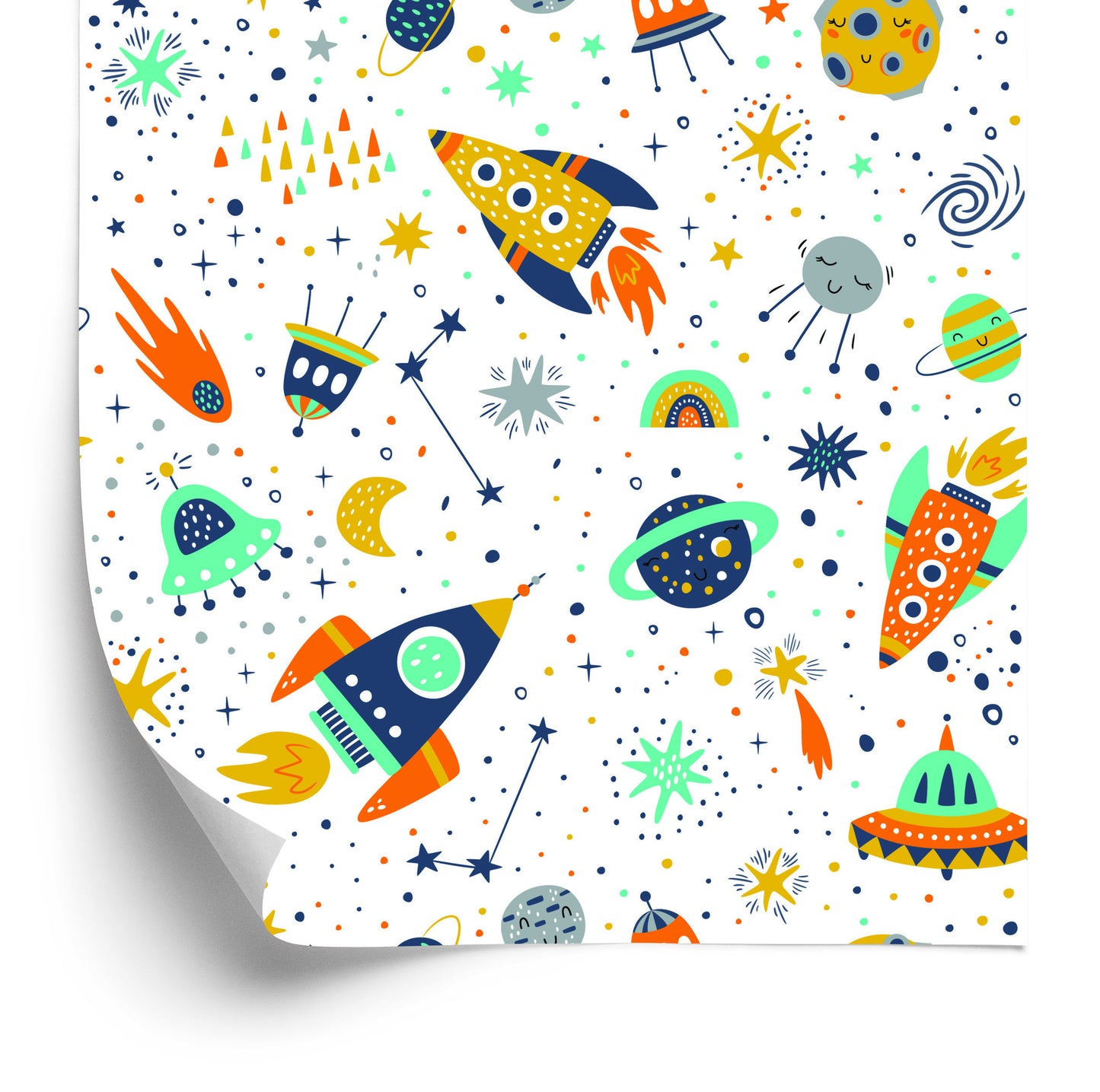Wallpaper Children's Planet Space Ships