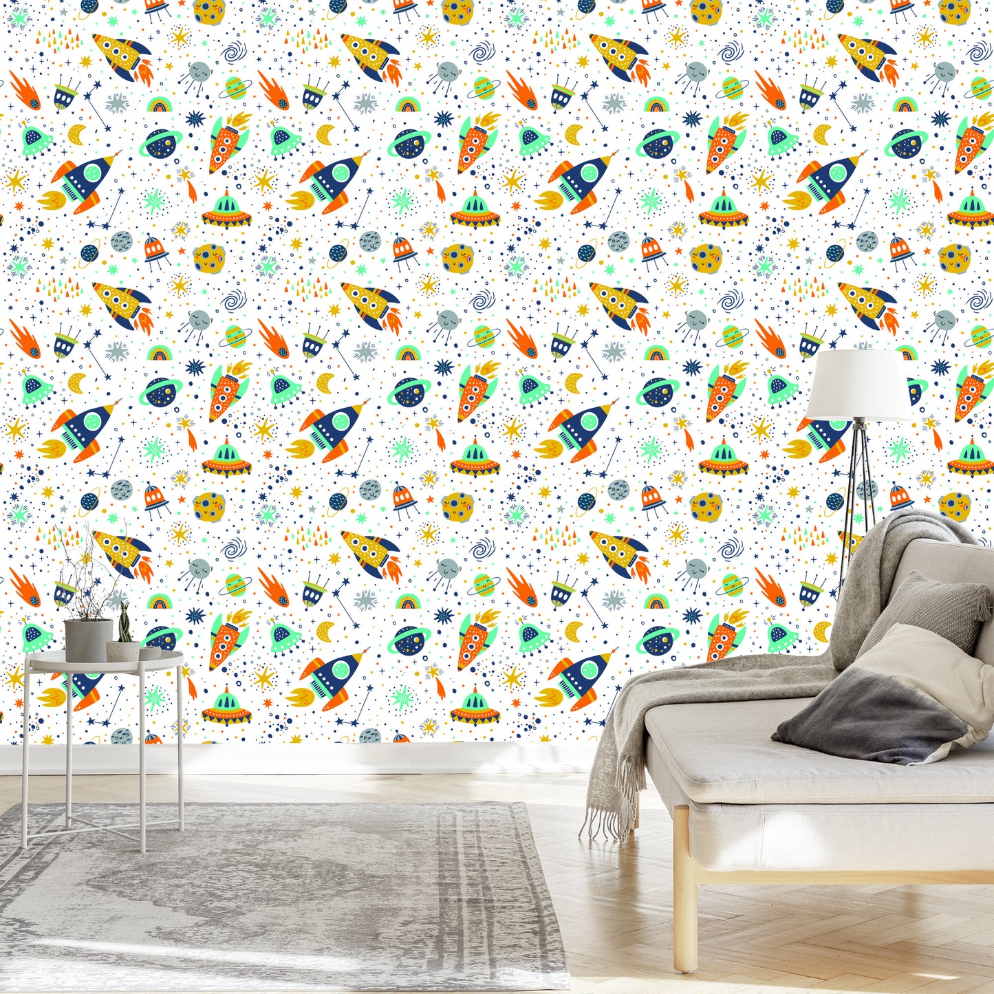 Wallpaper Children's Planet Space Ships