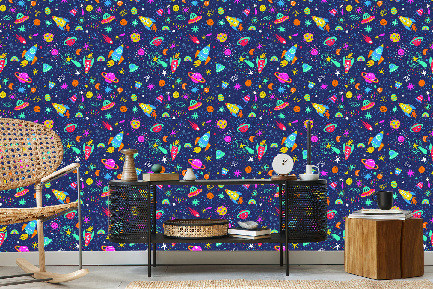 Wallpaper Colorful Galaxy And Rockets