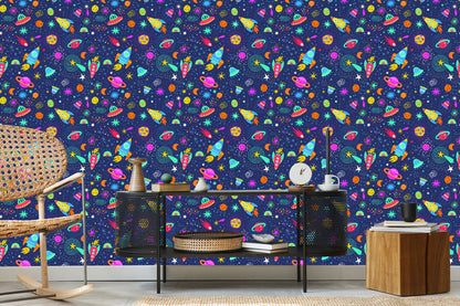 Wallpaper Colorful Galaxy And Rockets