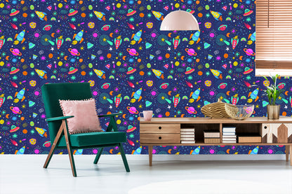 Wallpaper Colorful Galaxy And Rockets