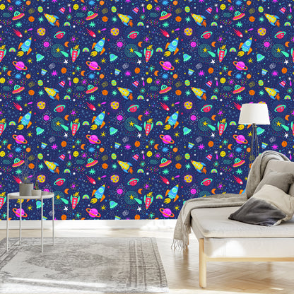 Wallpaper Colorful Galaxy And Rockets