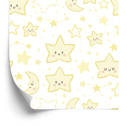 Wallpaper For Children - Smiling Stars And Moons
