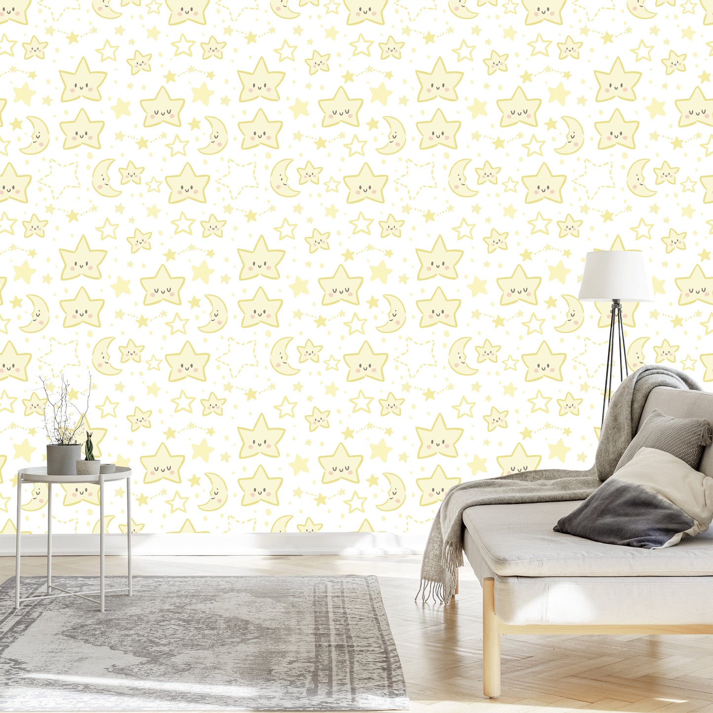 Wallpaper For Children - Smiling Stars And Moons