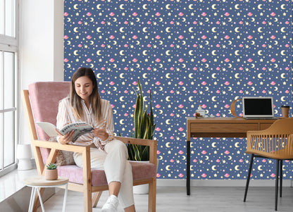 Wallpaper For Children - Stars, Moons And Planets