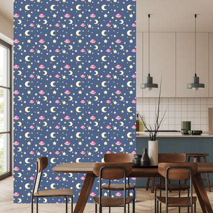 Wallpaper For Children - Stars, Moons And Planets