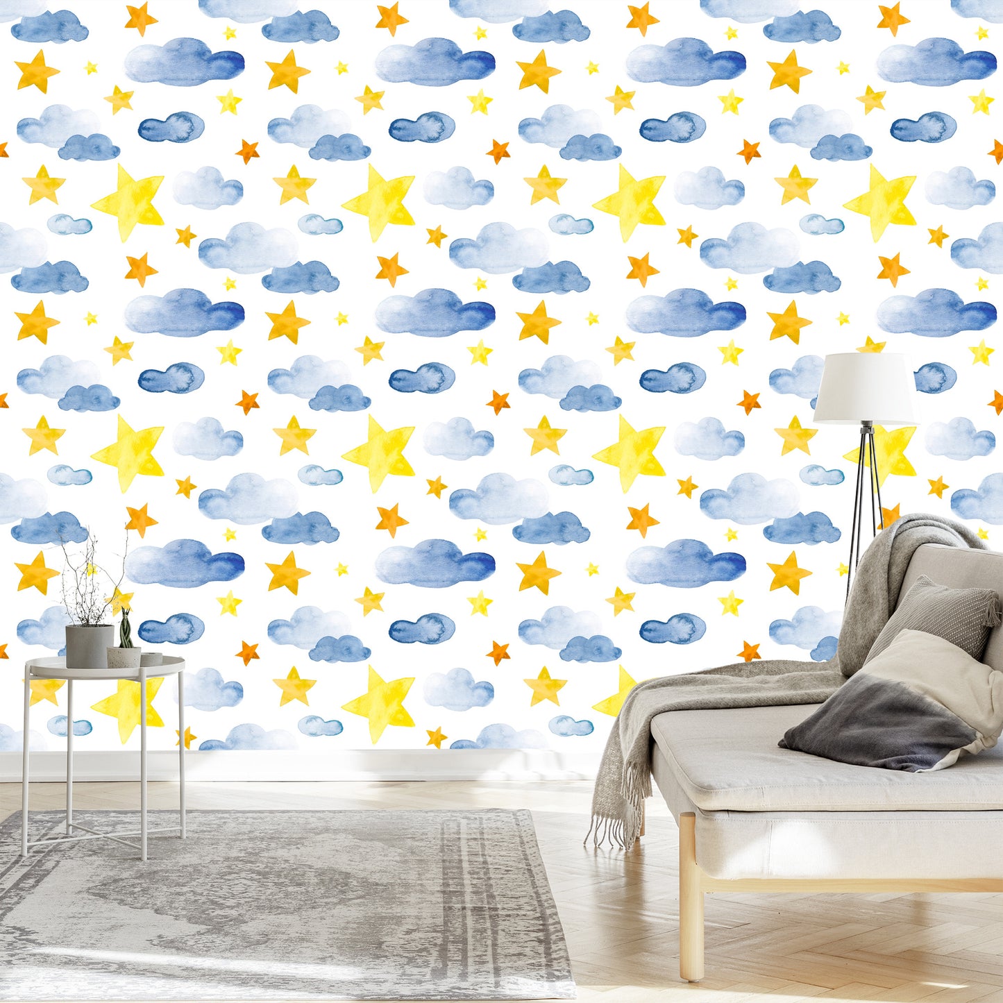 Wallpaper For Children - Stars And Clouds