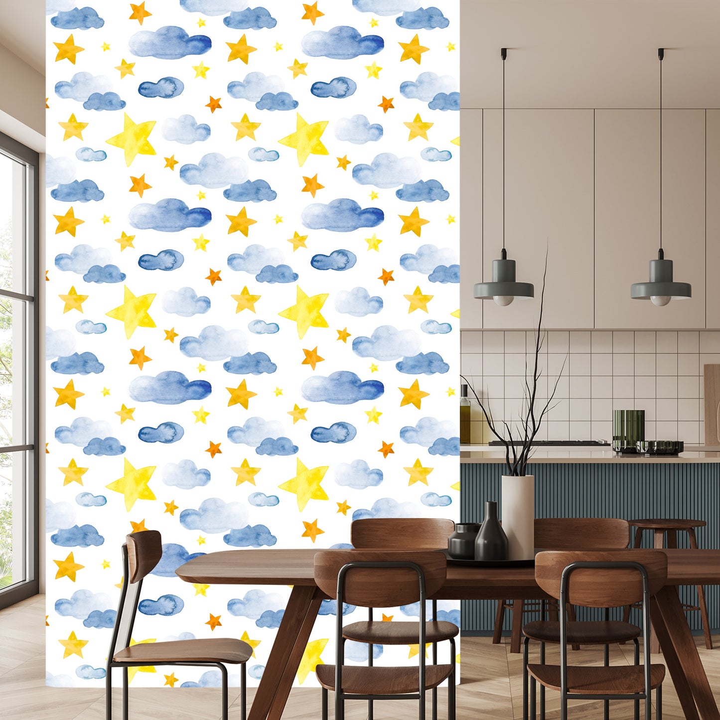 Wallpaper For Children - Stars And Clouds