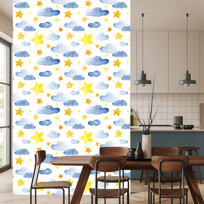 Wallpaper For Children - Stars And Clouds