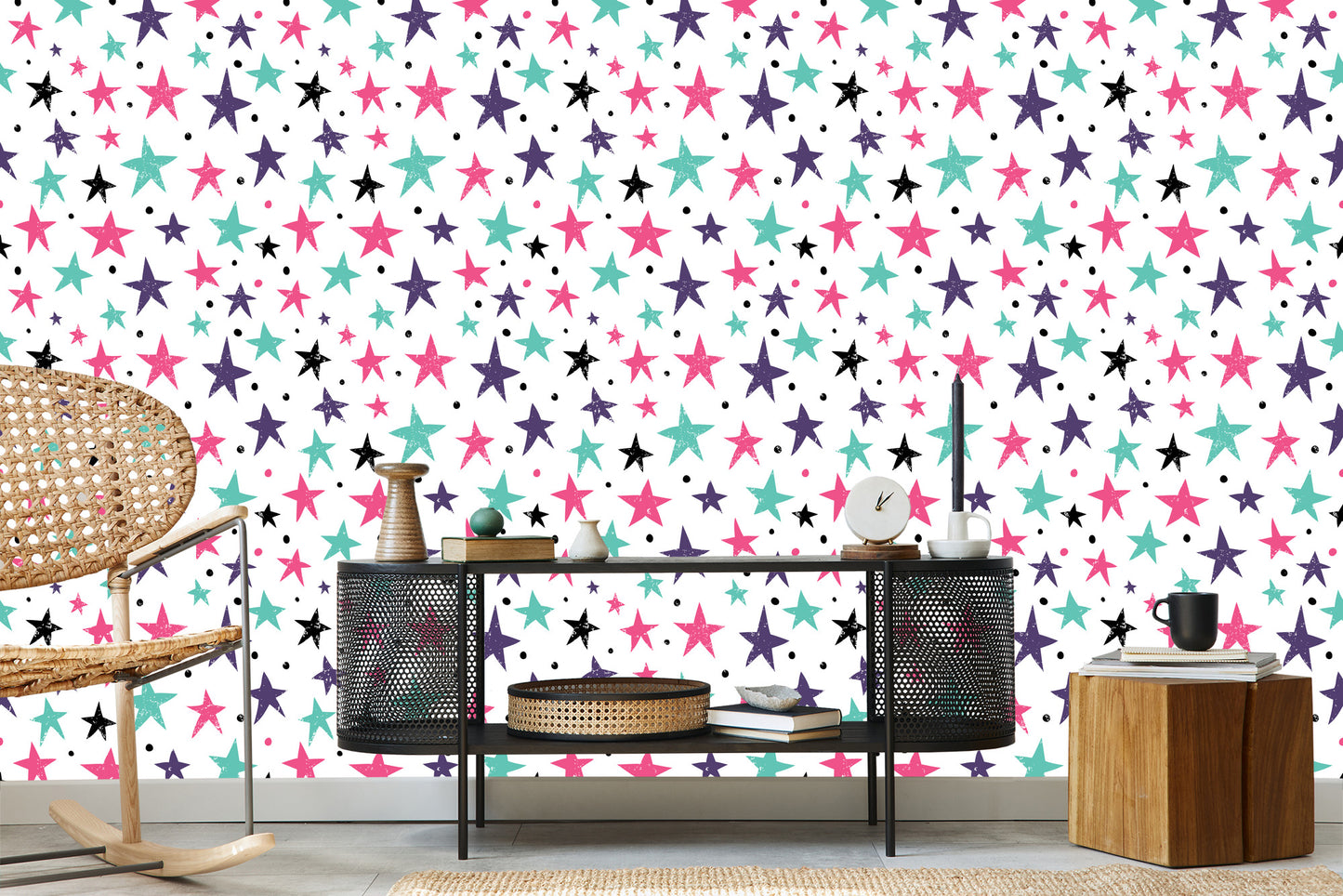 Wallpaper For Children - Colorful Stars And Circles