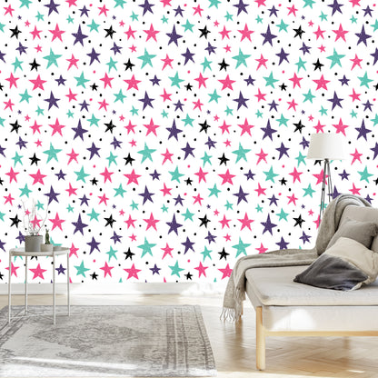 Wallpaper For Children - Colorful Stars And Circles