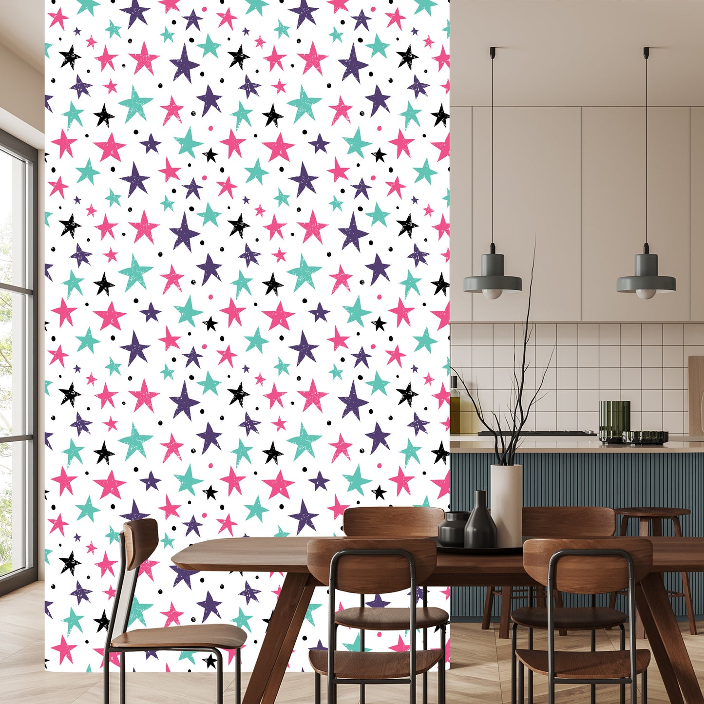 Wallpaper For Children - Colorful Stars And Circles