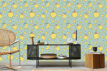 Wallpaper For Children - Stars And Moons