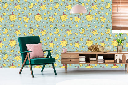 Wallpaper For Children - Stars And Moons