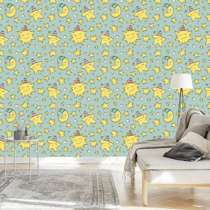 Wallpaper For Children - Stars And Moons