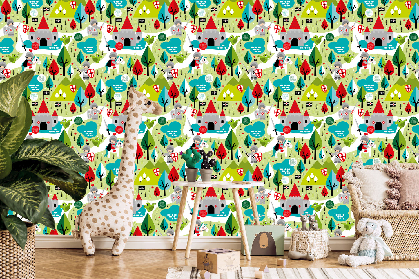 Wallpaper A Fairy-Tale For Children, Knights, Dragons, Trees