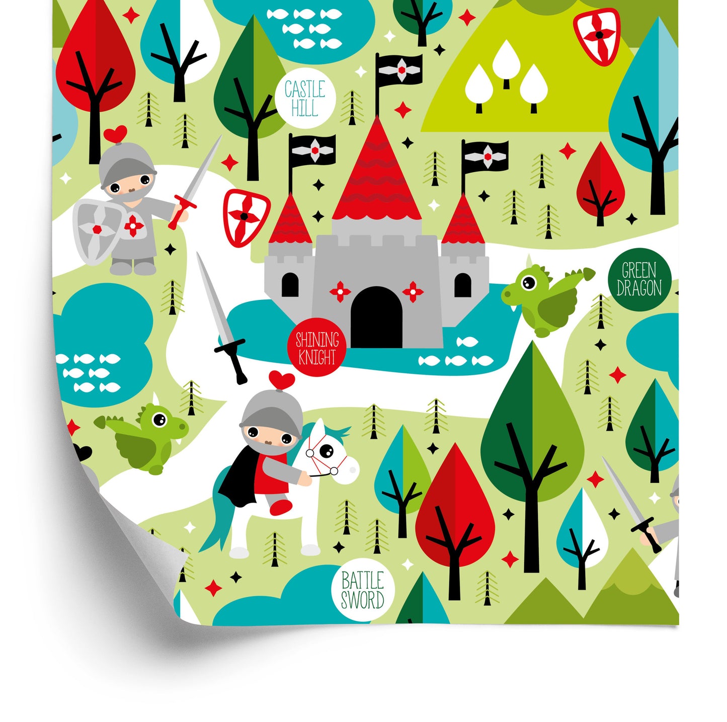 Wallpaper A Fairy-Tale For Children, Knights, Dragons, Trees