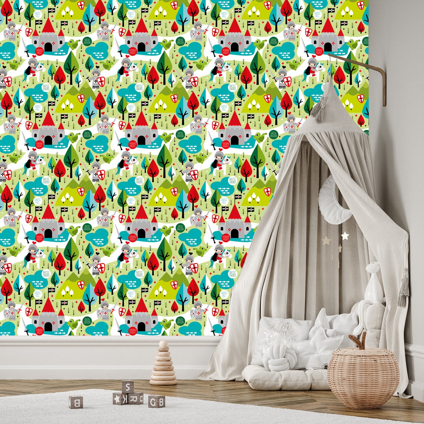 Wallpaper A Fairy-Tale For Children, Knights, Dragons, Trees
