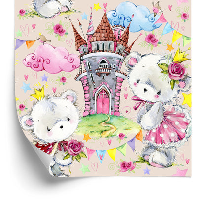 Wallpaper Fairy-Tale Children's Teddy Bears Clouds Castle