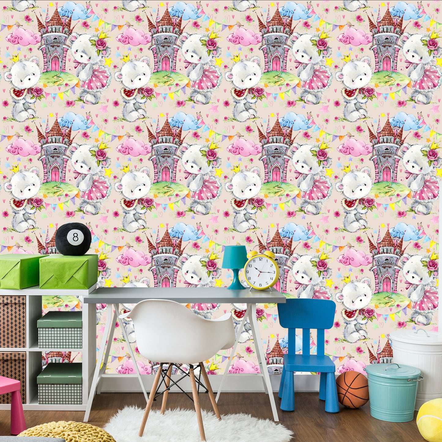 Wallpaper Fairy-Tale Children's Teddy Bears Clouds Castle