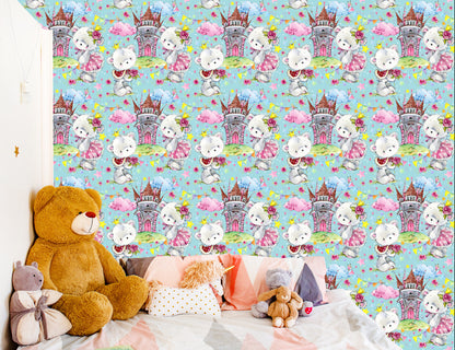 Wallpaper Teddy Bears From A Fairy Tale Castle Roses For A Children's Room