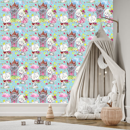 Wallpaper Teddy Bears From A Fairy Tale Castle Roses For A Children's Room