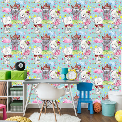 Wallpaper Teddy Bears From A Fairy Tale Castle Roses For A Children's Room
