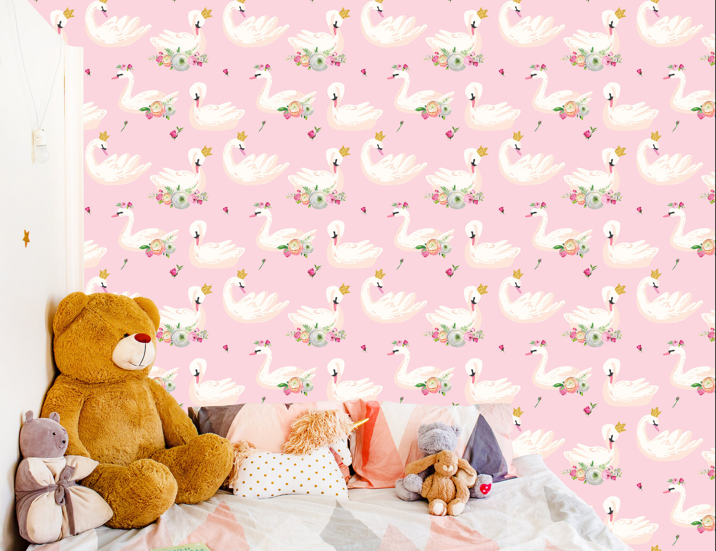 Wallpaper Fairy-Tale Children's Swan Flowers Nature