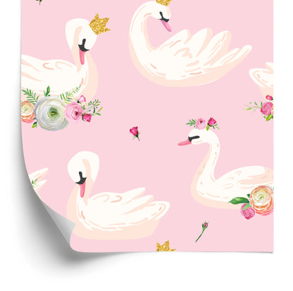 Wallpaper Fairy-Tale Children's Swan Flowers Nature