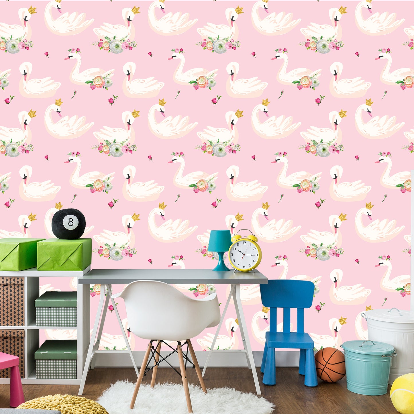 Wallpaper Fairy-Tale Children's Swan Flowers Nature