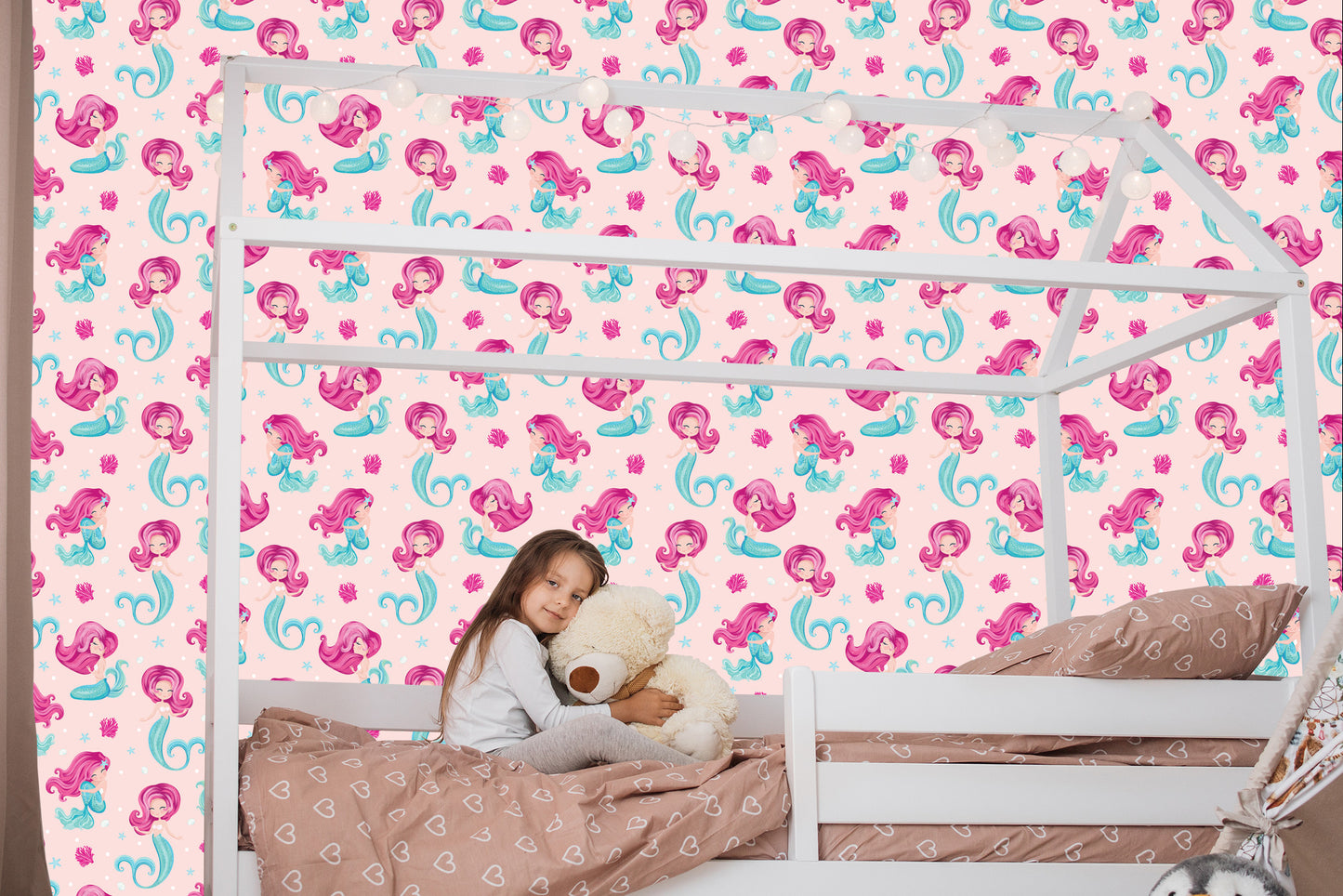 Wallpaper Fairytale Mermaid Shells For Children's Room