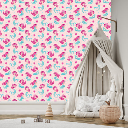 Wallpaper Fairytale Mermaid Shells For Children's Room