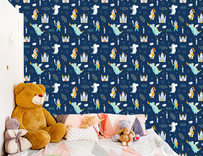 Wallpaper For Children Dragons Fairy Knights