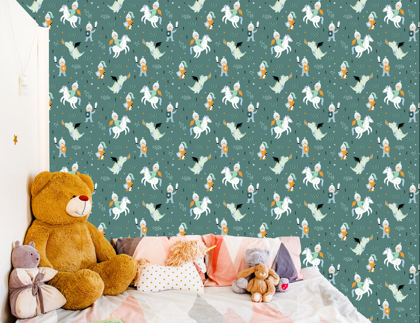 Wallpaper For Children, Dragons, Horses, Knights From Fairy Tales