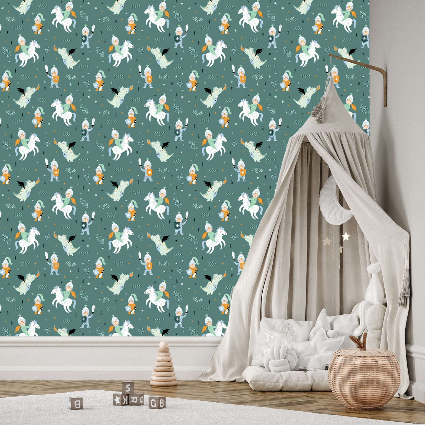 Wallpaper For Children, Dragons, Horses, Knights From Fairy Tales