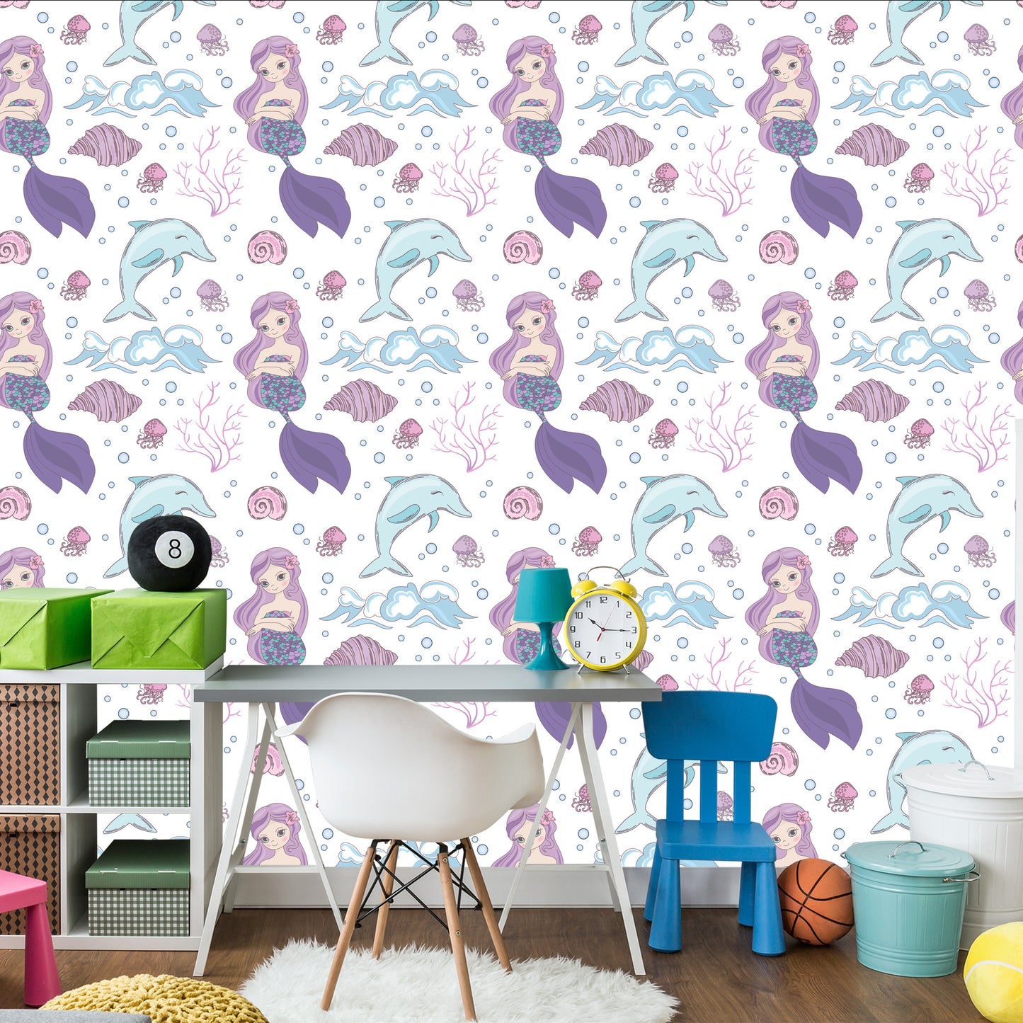 Wallpaper Colorful Mermaids And Dolphins