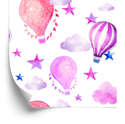 Wallpaper Children's Room With Balloons, Star, Clouds